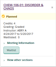 Use the Waitlist button to waitlist